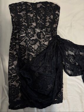 Fashion Nova Black Lace Off-Shoulder Mini Dress